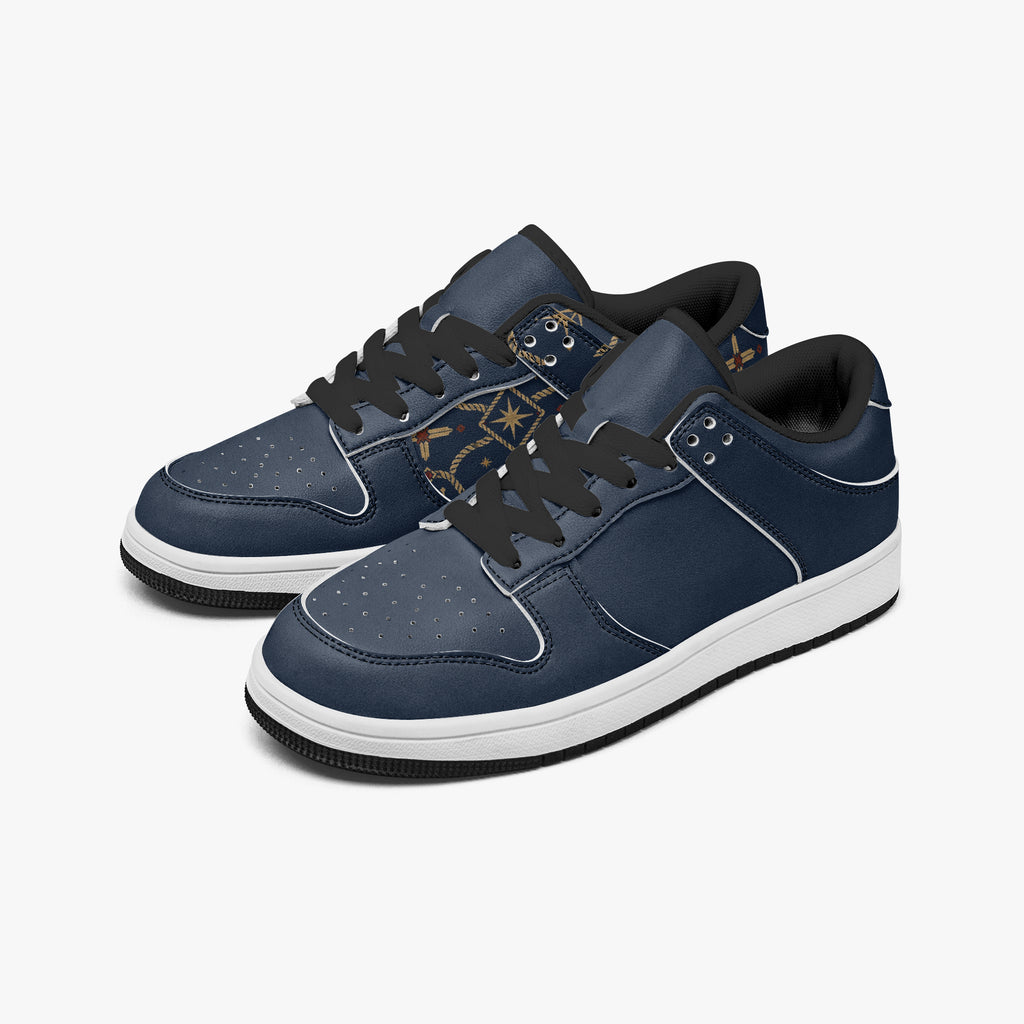 SANCTUS NOVA CARRY THE STANDARD court sneaker in the royal navy monogram, sole detail