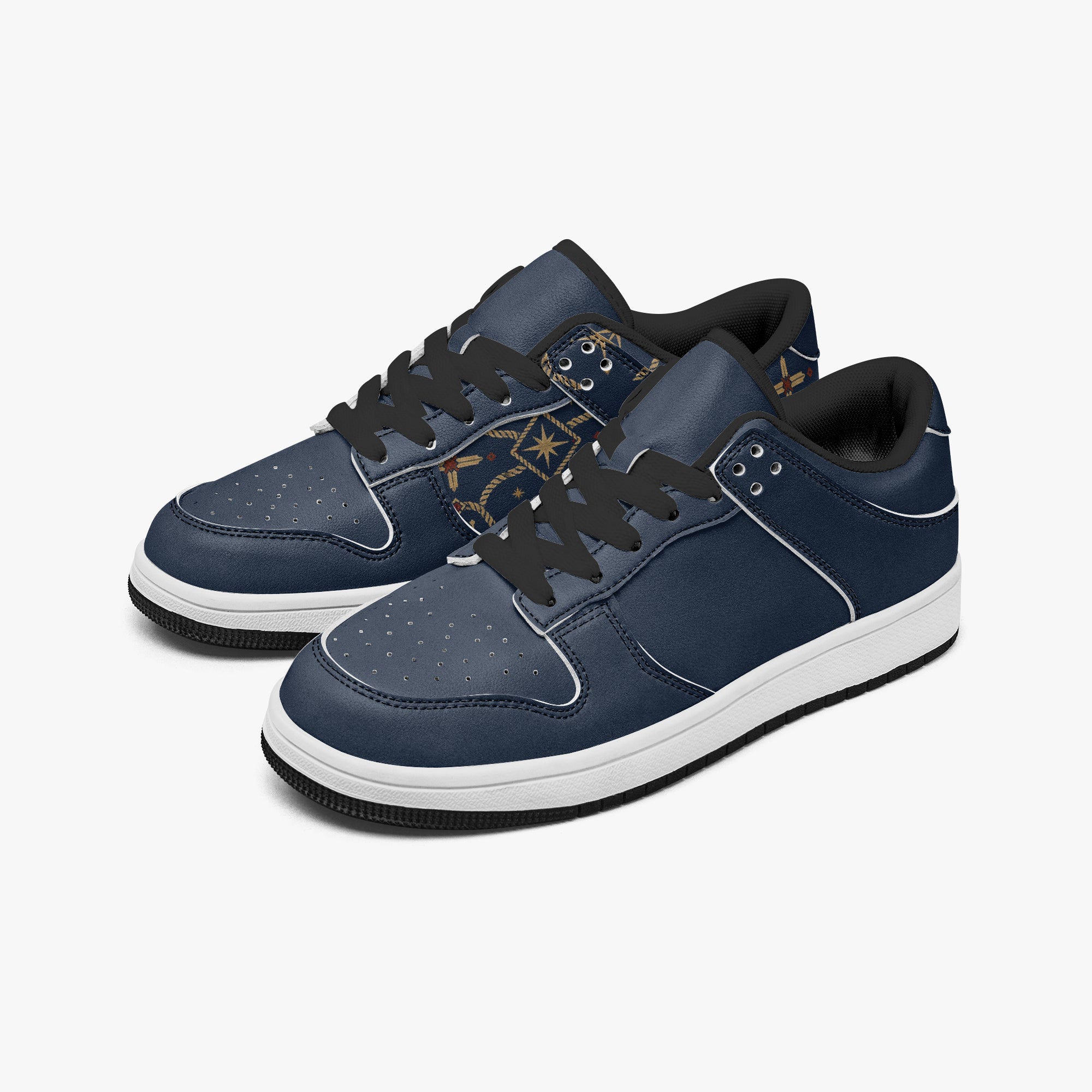 SANCTUS NOVA CARRY THE STANDARD court sneaker in the royal navy monogram, sole detail