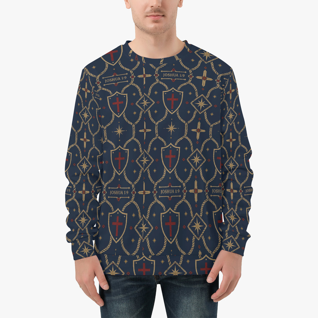 CARRY THE STANDARD crewneck sweatshirt in royal navy, sleeve and cuff detail