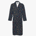 CARRY THE STANDARD bathrobe in royal navy — SANCTUS NOVA house monogram, view 2