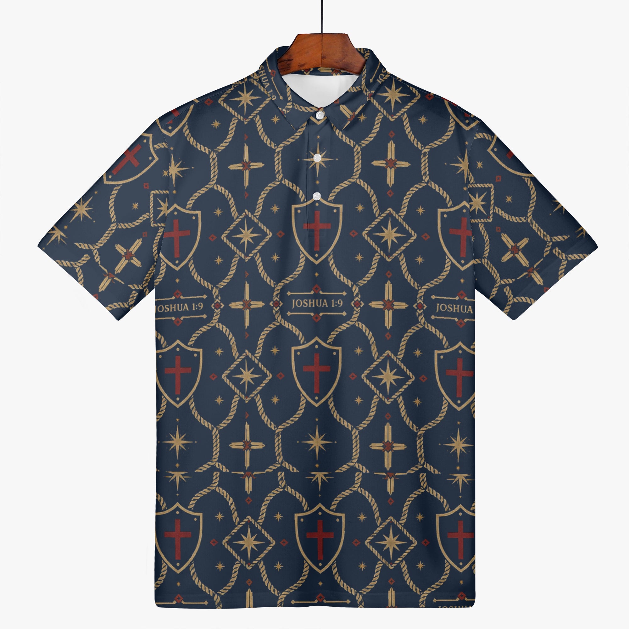 CARRY THE STANDARD polo in royal navy — SANCTUS NOVA house monogram, view 4