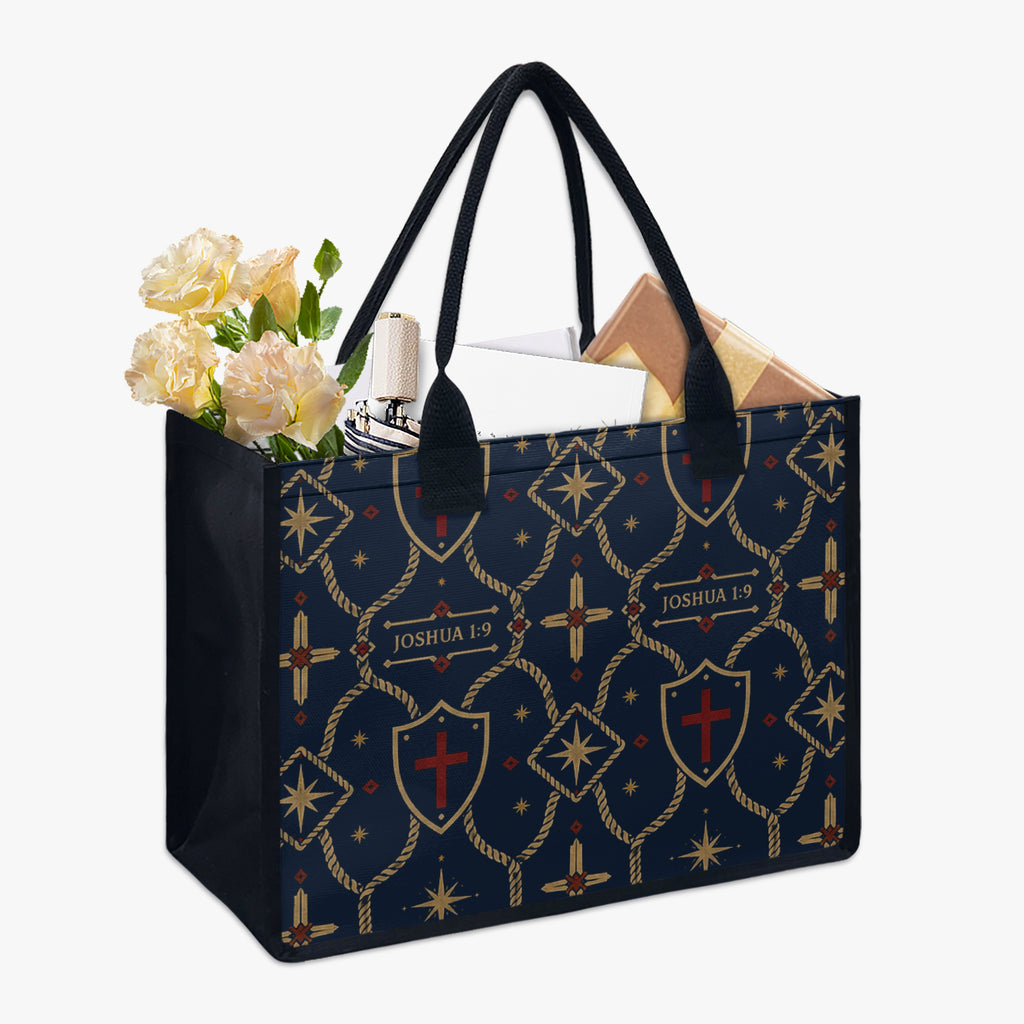 CARRY THE STANDARD full-print canvas tote in royal navy — SANCTUS NOVA house monogram, view 5