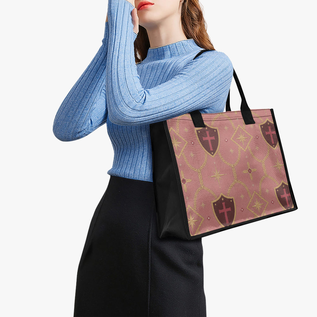 CARRY THE STANDARD full-print canvas tote in rose — SANCTUS NOVA house monogram, view 3