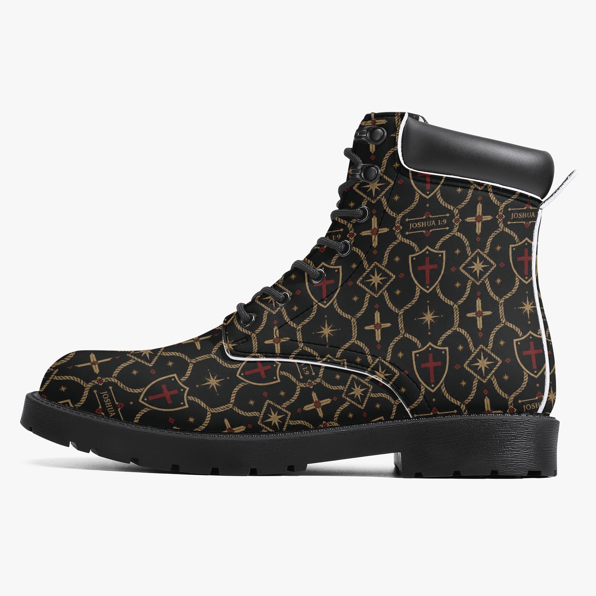 SANCTUS NOVA CARRY THE STANDARD leather boot in the signature monogram, top view