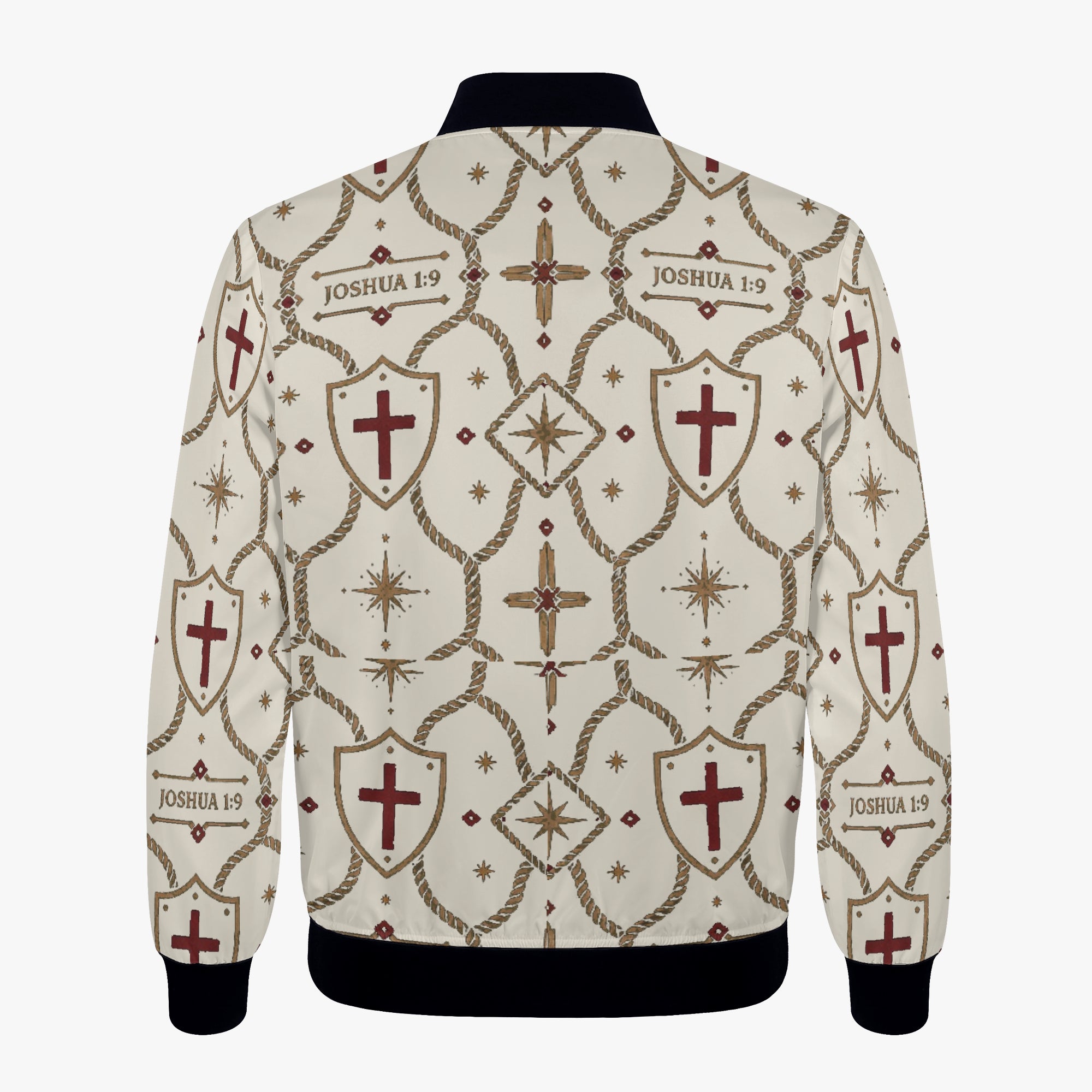 CARRY THE STANDARD women's bomber jacket in ivory — SANCTUS NOVA house monogram, view 6