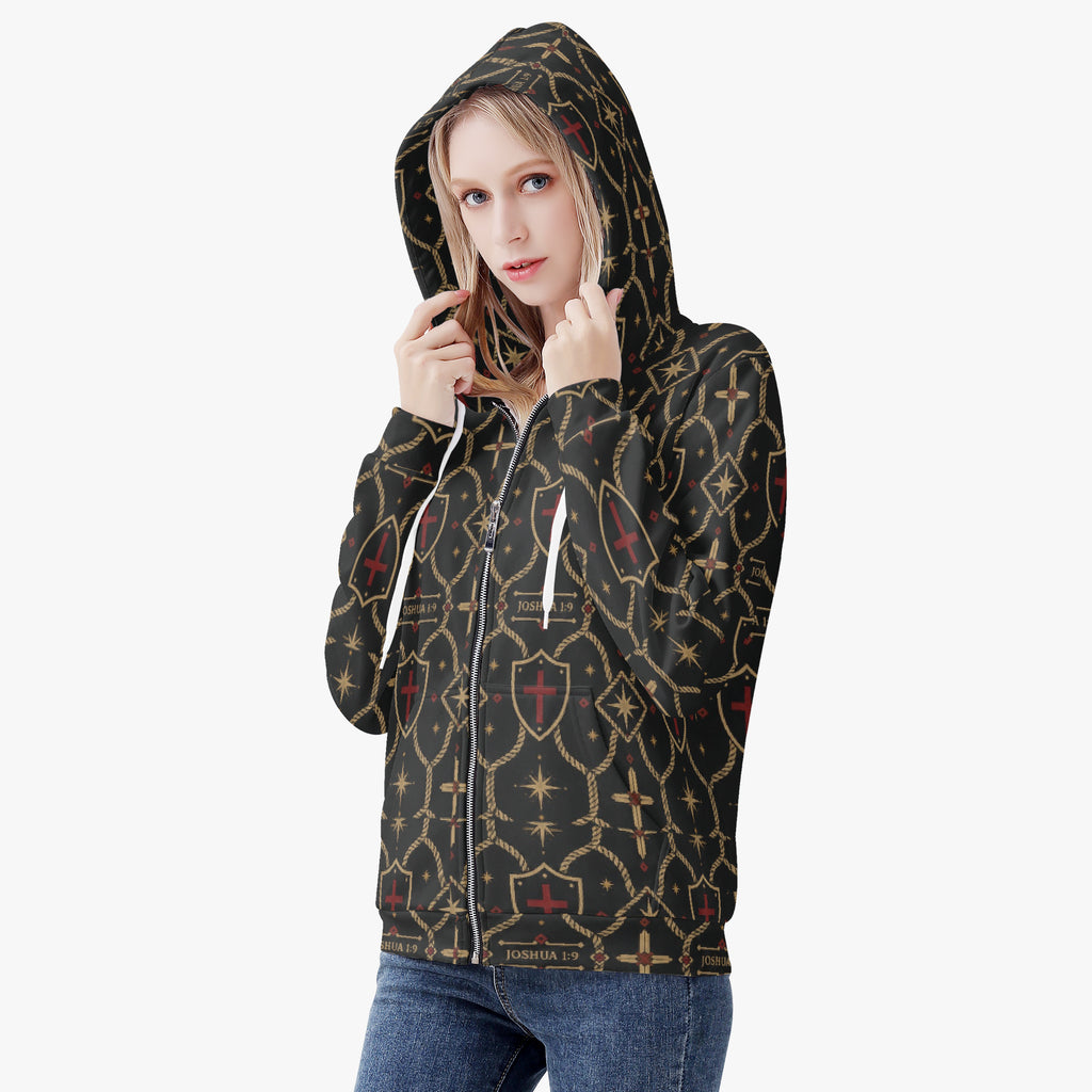 Women's monogram faith hoodie — SANCTUS NOVA Standard pattern, Christian outerwear (view 6)