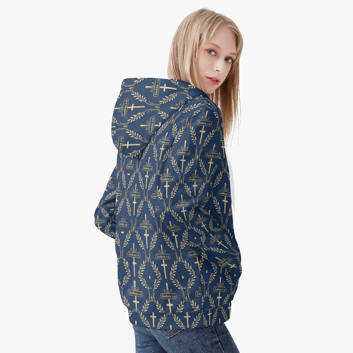 SANCTUS NOVA women's full-zip hoodie in royal navy, view 1