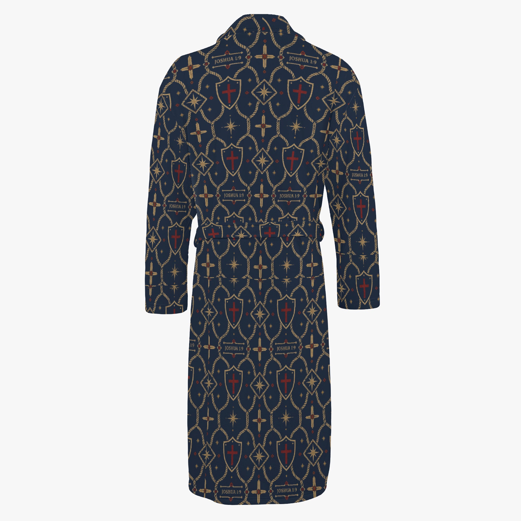 CARRY THE STANDARD bathrobe in royal navy — SANCTUS NOVA house monogram, view 5