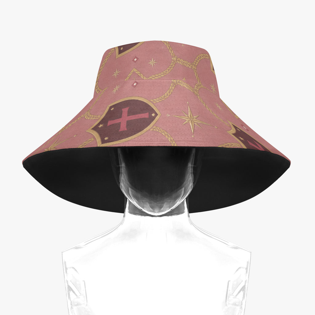 CARRY THE STANDARD bucket hat in rose — SANCTUS NOVA house monogram, view 2