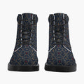 SANCTUS NOVA CARRY THE STANDARD leather boot in the royal navy monogram, rear view