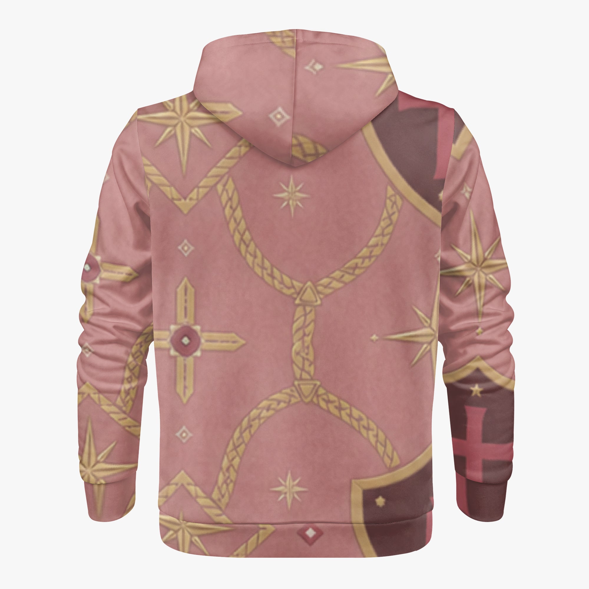 CARRY THE STANDARD full-zip hoodie in rose — SANCTUS NOVA house monogram, view 2