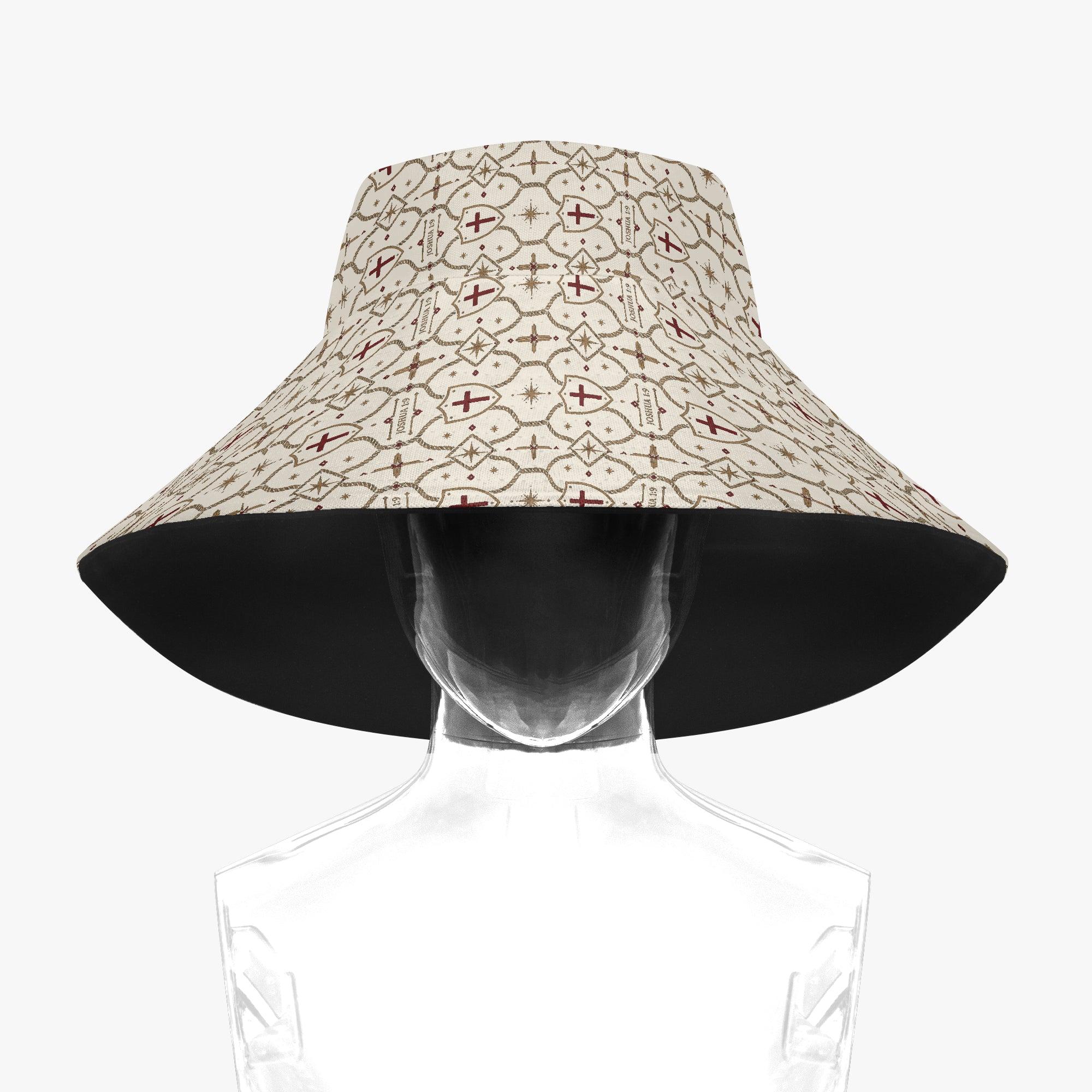 CARRY THE STANDARD bucket hat in ivory, top-down view of the crown