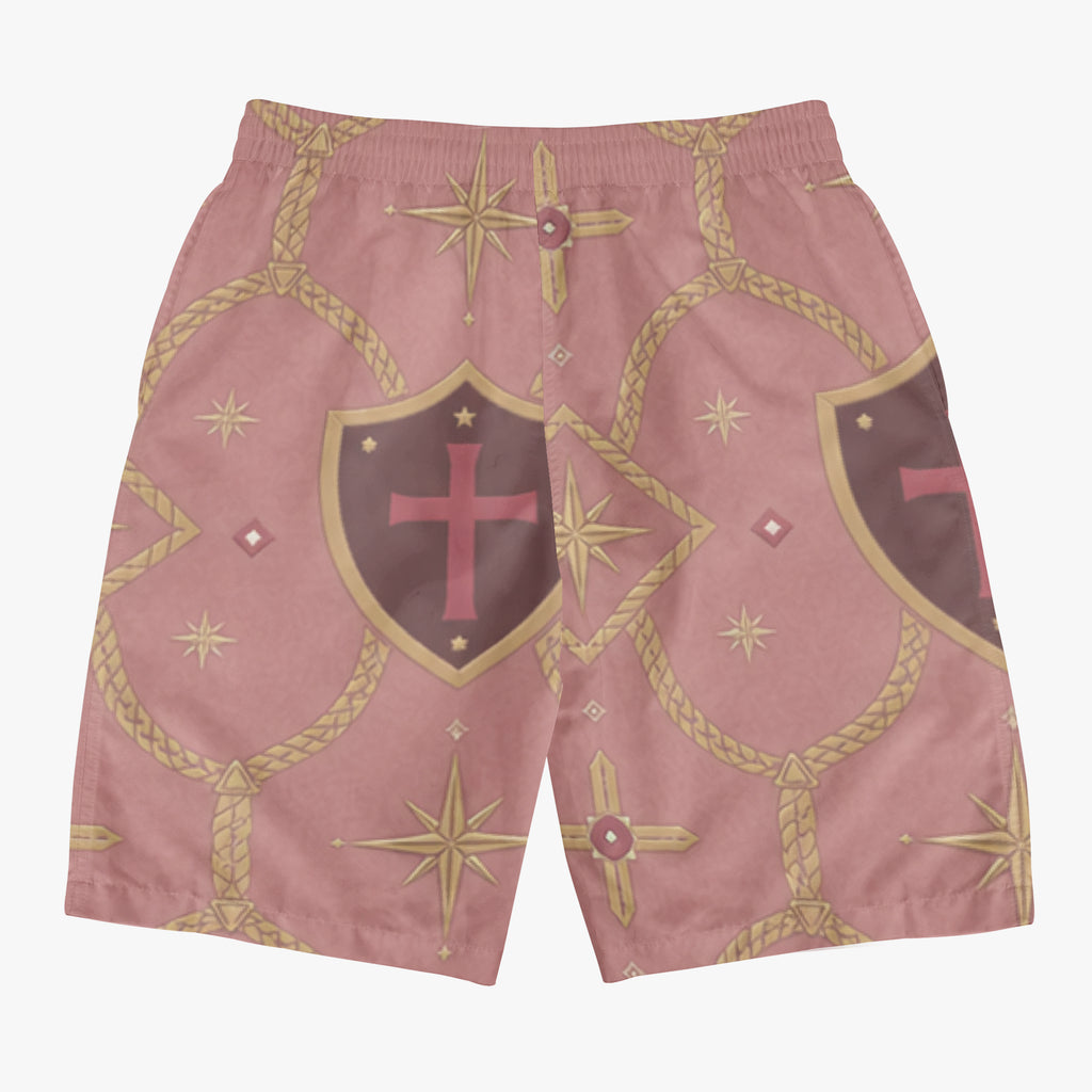 CARRY THE STANDARD board shorts in rose — SANCTUS NOVA house monogram, view 4