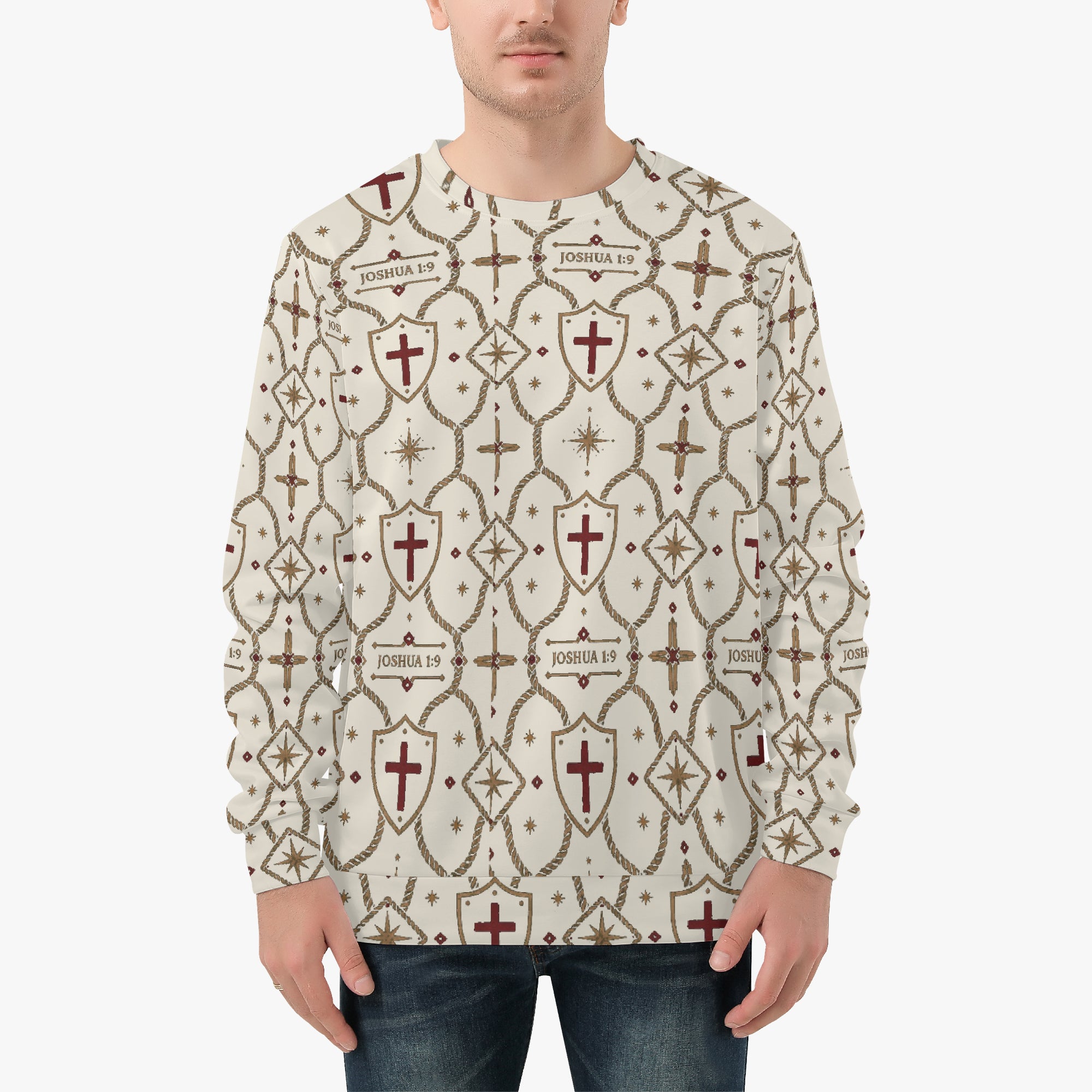 CARRY THE STANDARD crewneck sweatshirt in ivory, sleeve and cuff detail