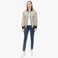 CARRY THE STANDARD women's bomber jacket in ivory — SANCTUS NOVA house monogram, view 2