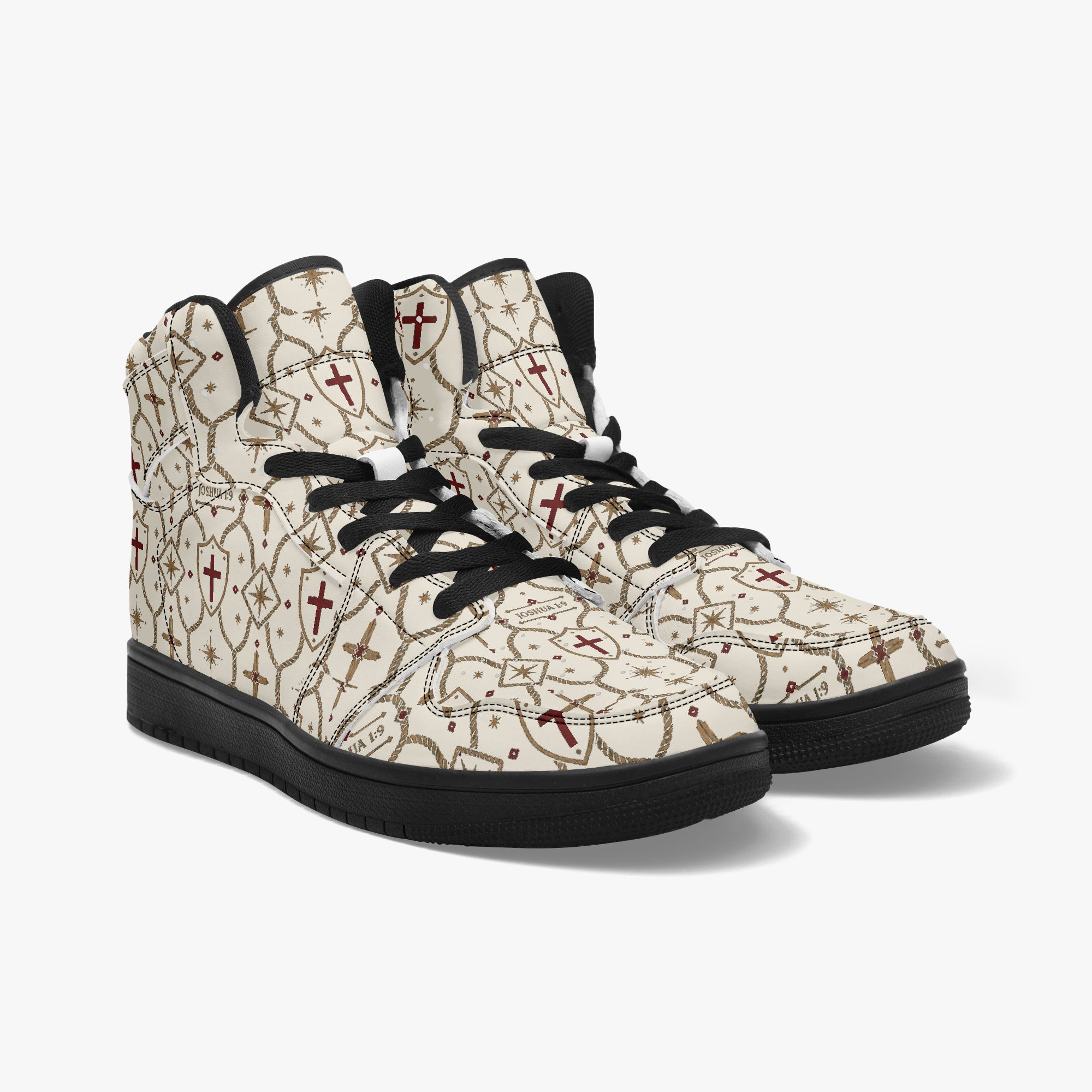 SANCTUS NOVA CARRY THE STANDARD high-top sneaker in the ivory monogram, detail view