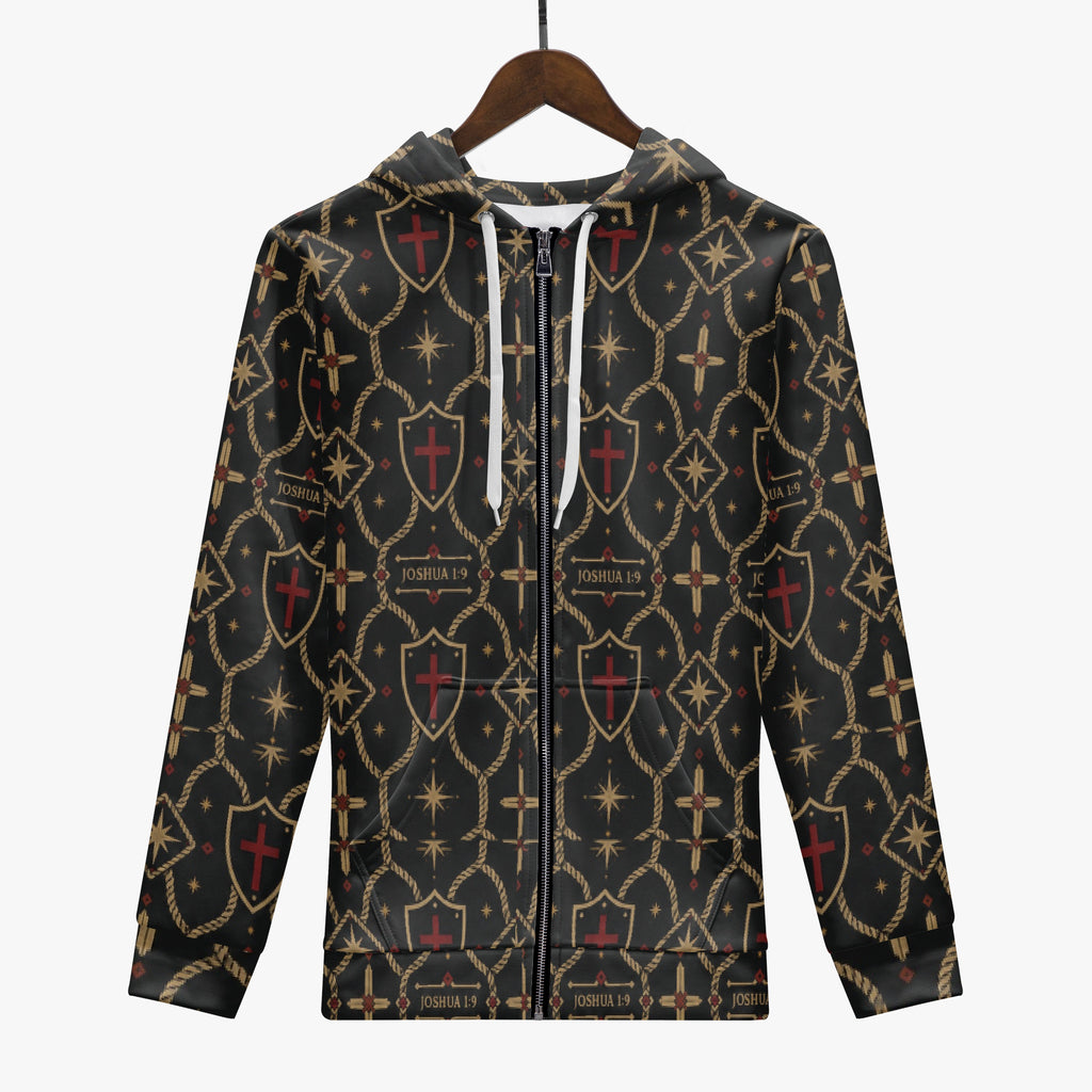 Signature monogram full-zip hoodie, zip closed with drawcords at the collar