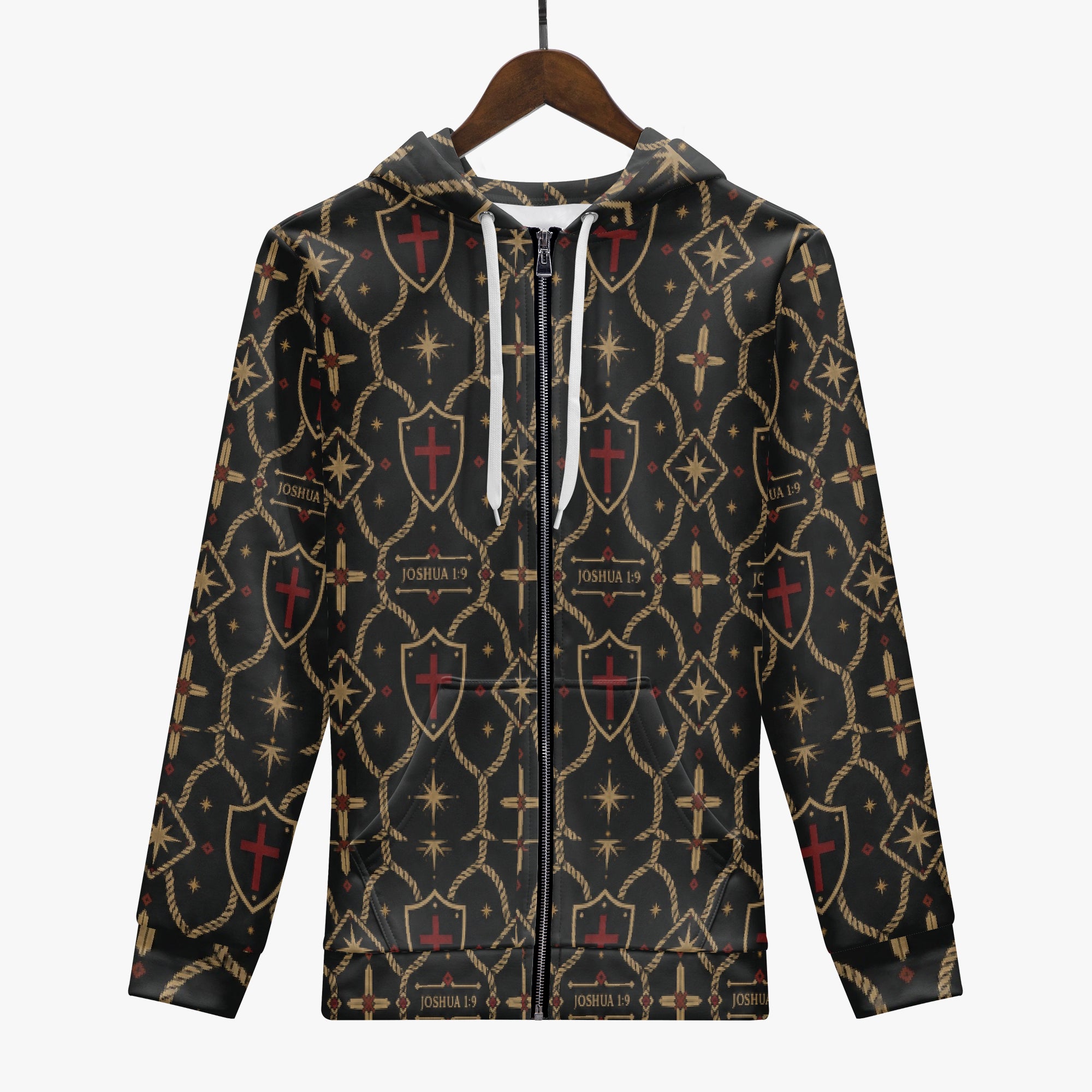 Signature monogram full-zip hoodie, zip closed with drawcords at the collar