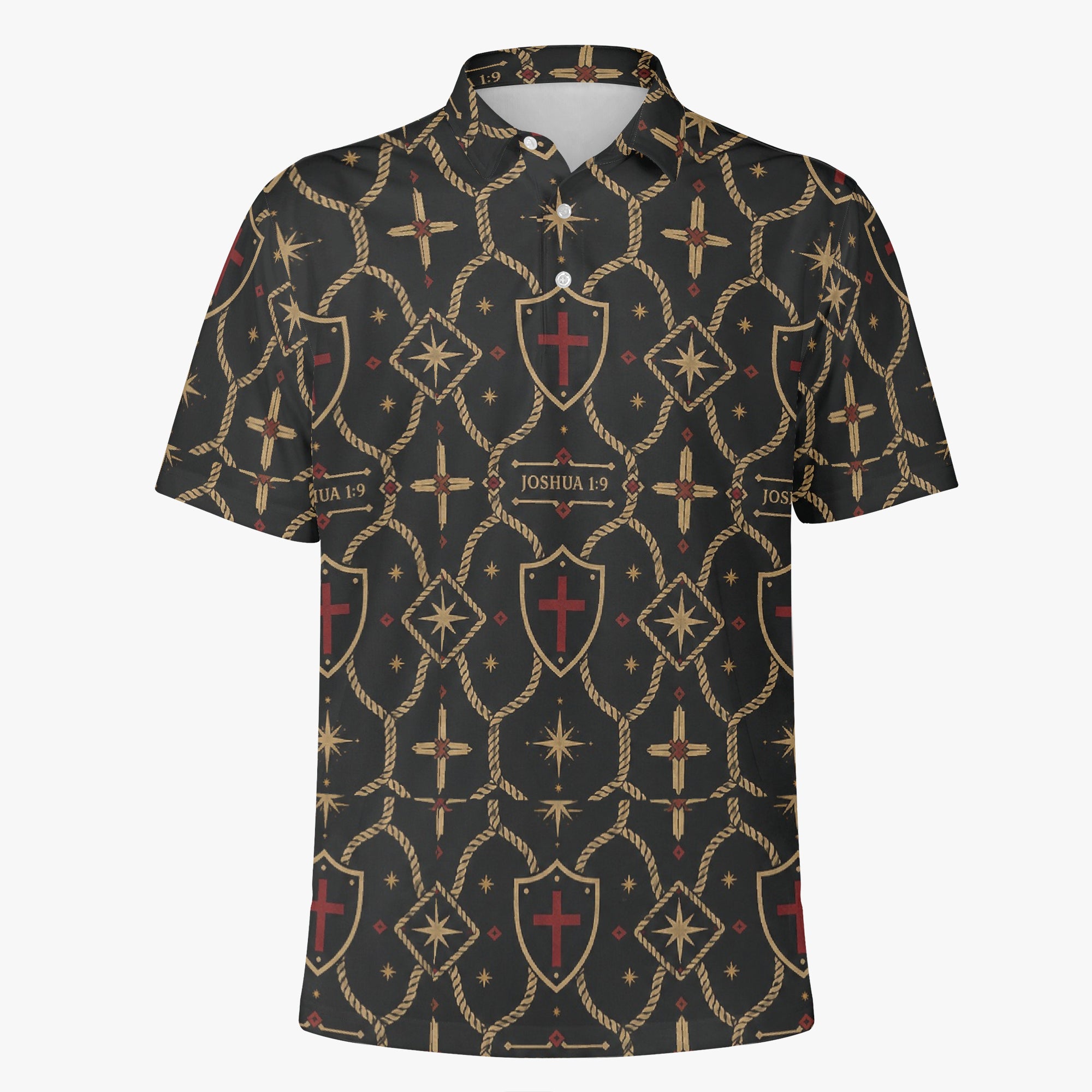 Signature monogram polo on a hanger, collar and short placket detail