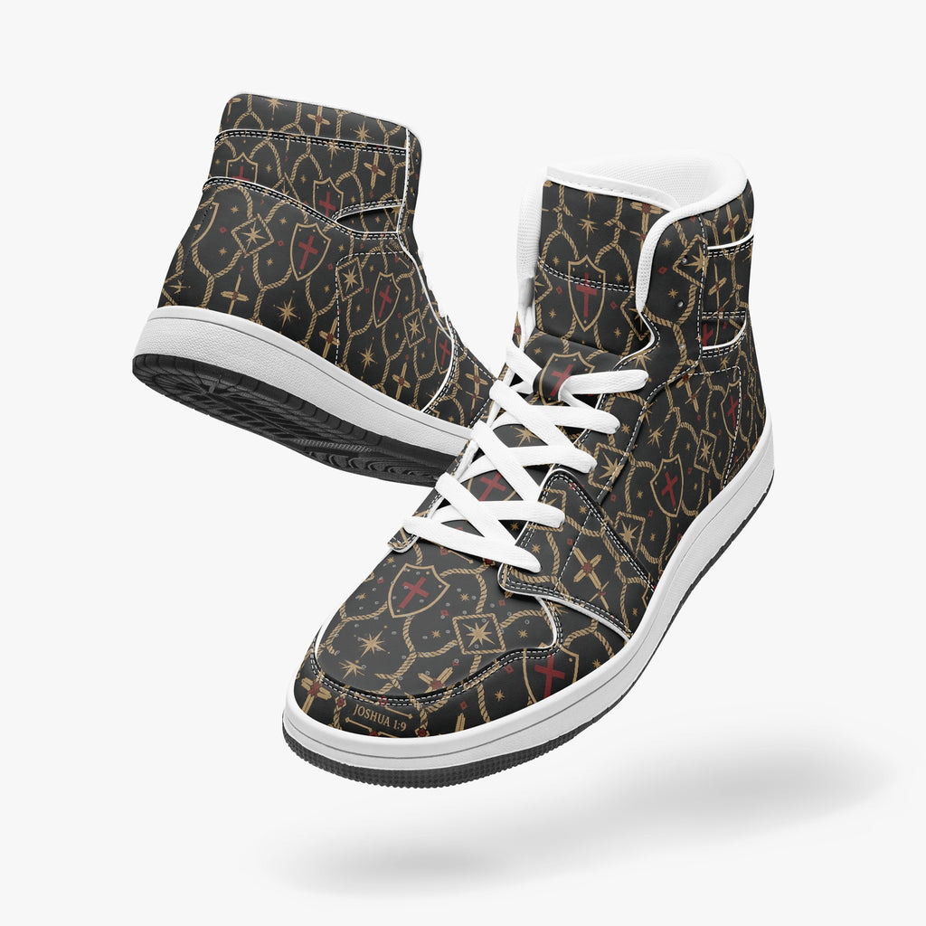SANCTUS NOVA CARRY THE STANDARD high-top sneaker in the signature monogram, worn view