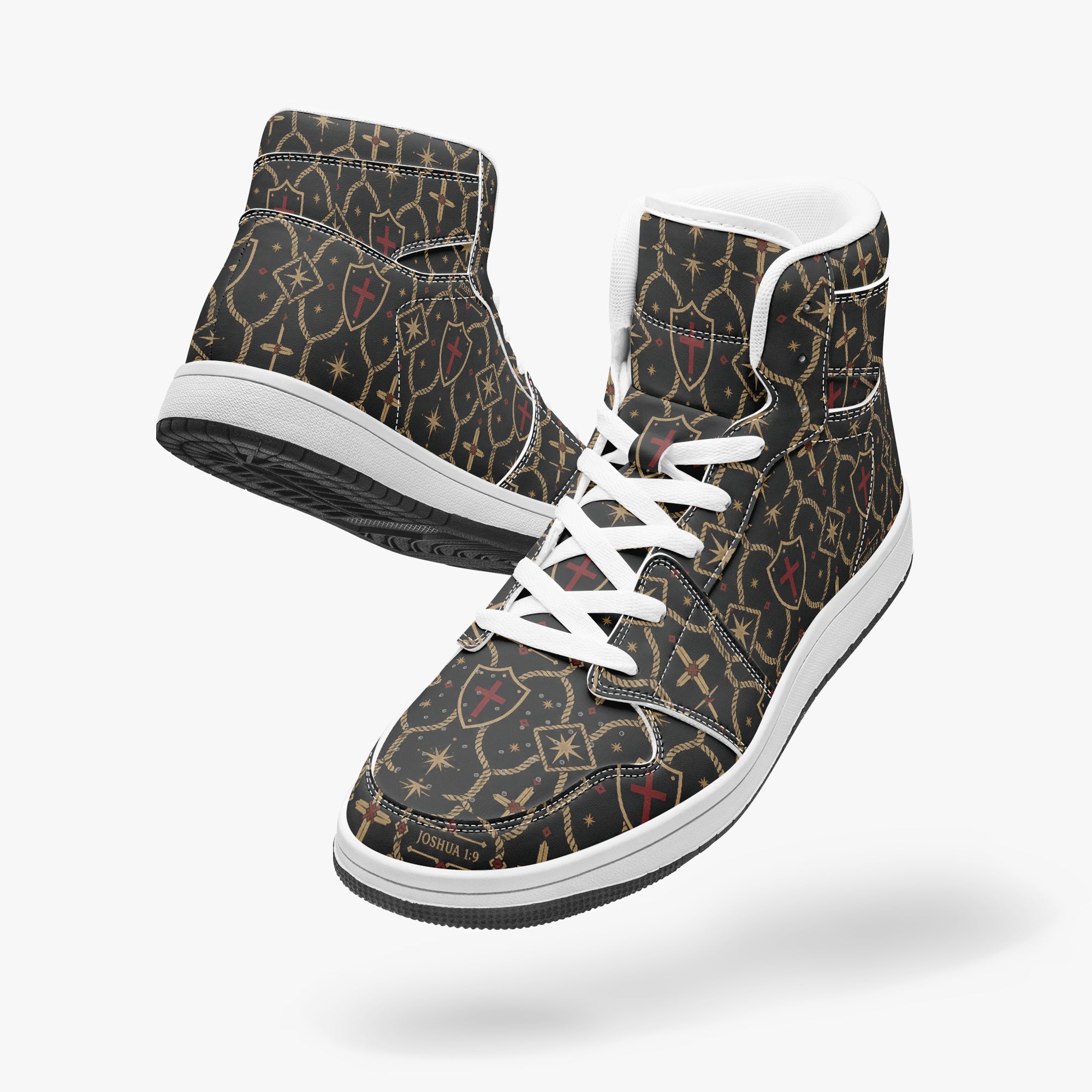 SANCTUS NOVA CARRY THE STANDARD high-top sneaker in the signature monogram, worn view