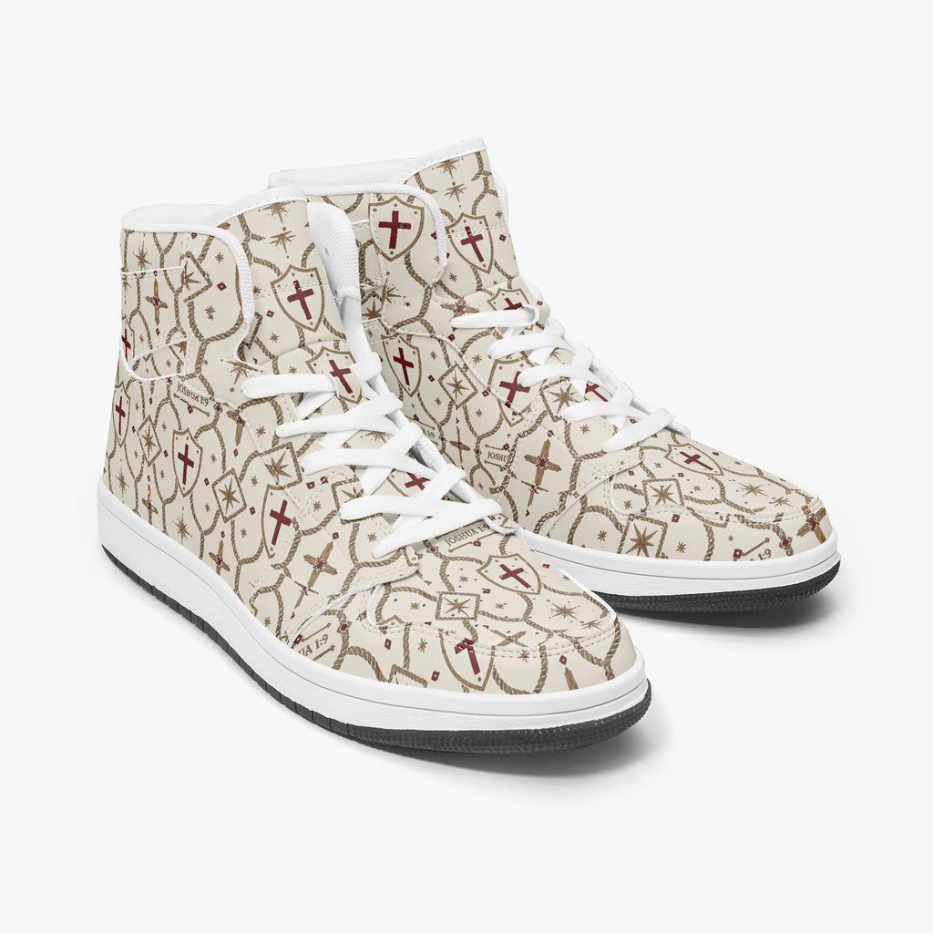 SANCTUS NOVA CARRY THE STANDARD high-top sneaker in the ivory monogram, collar detail