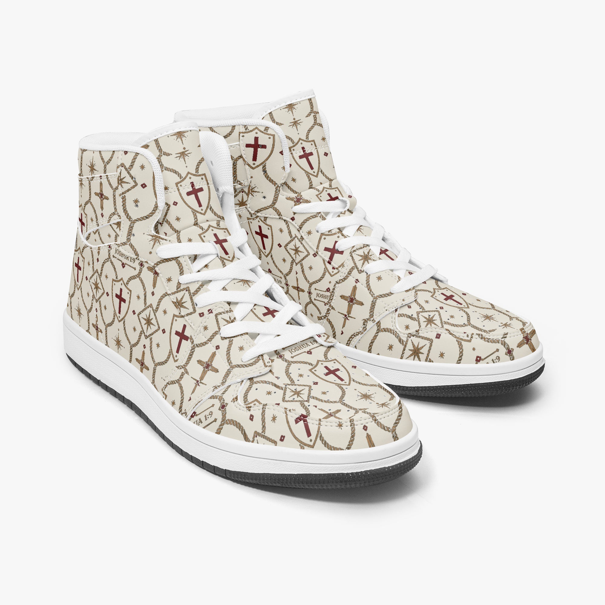 SANCTUS NOVA CARRY THE STANDARD high-top sneaker in the ivory monogram, collar detail