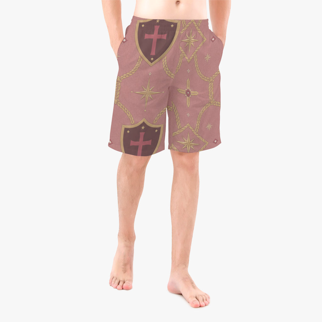 CARRY THE STANDARD board shorts in rose — SANCTUS NOVA house monogram, view 2