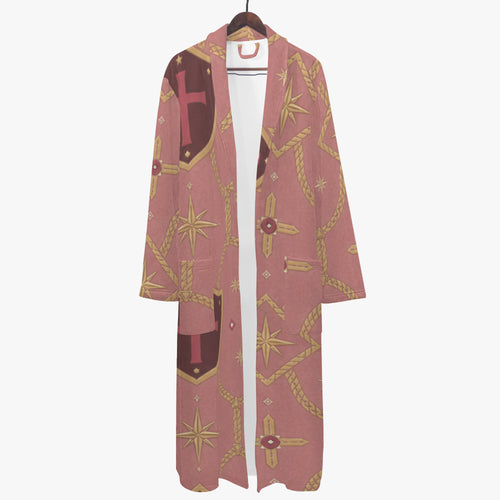 CARRY THE STANDARD bathrobe in rose — SANCTUS NOVA house monogram