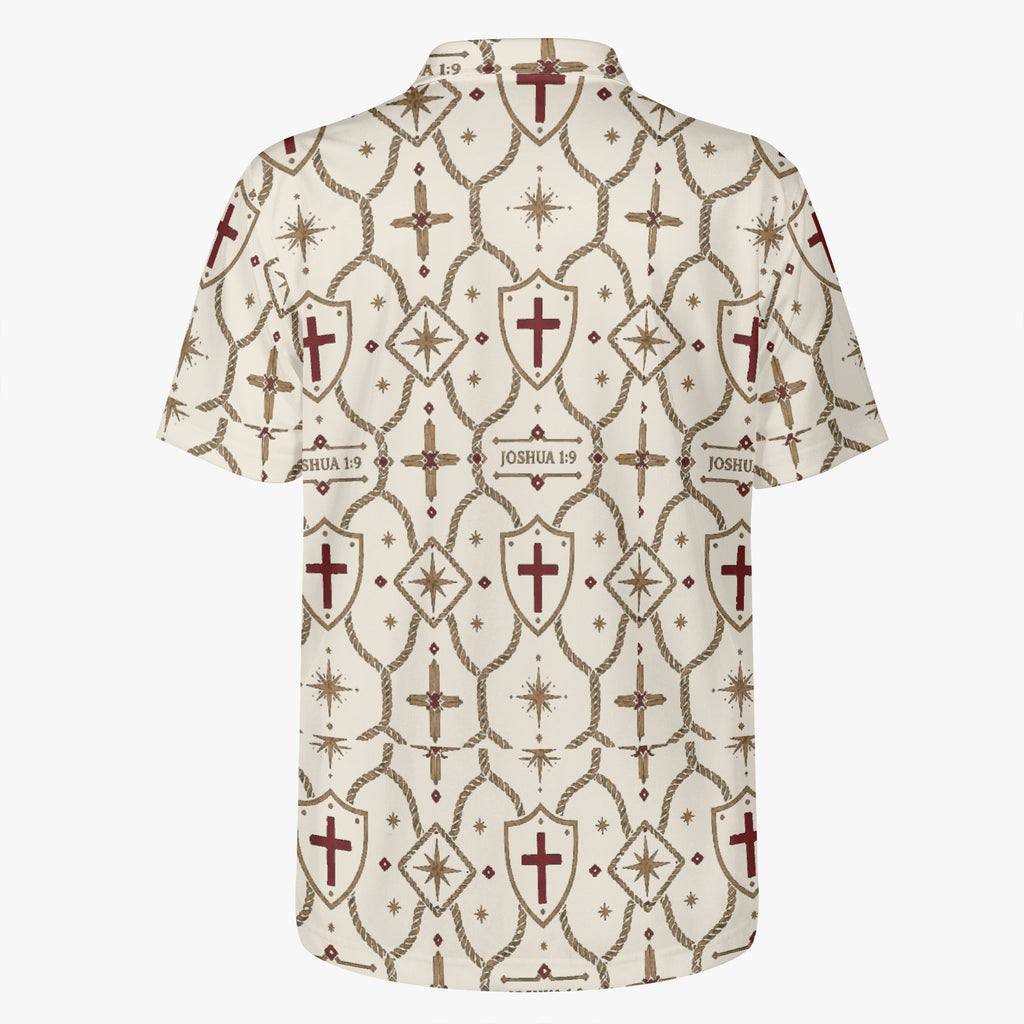 CARRY THE STANDARD polo in ivory — SANCTUS NOVA house monogram, view 6