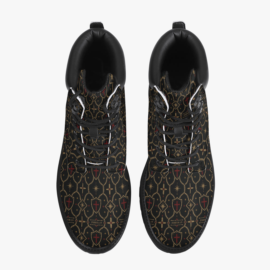SANCTUS NOVA CARRY THE STANDARD leather boot in the signature monogram, side profile