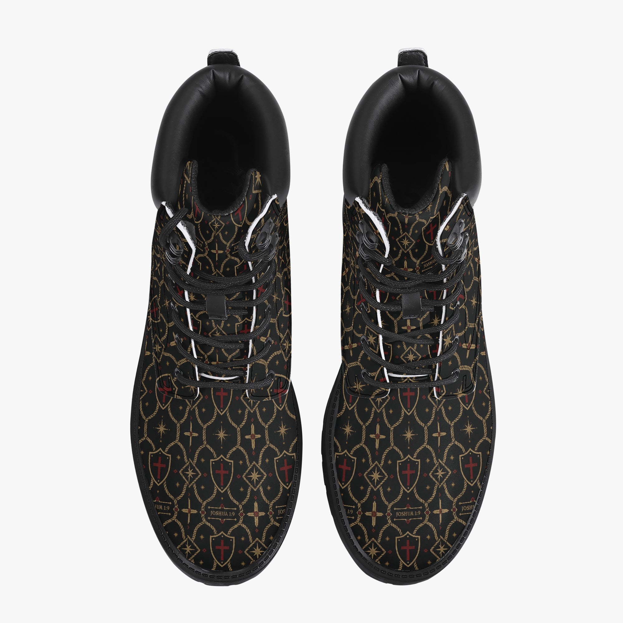 SANCTUS NOVA CARRY THE STANDARD leather boot in the signature monogram, side profile