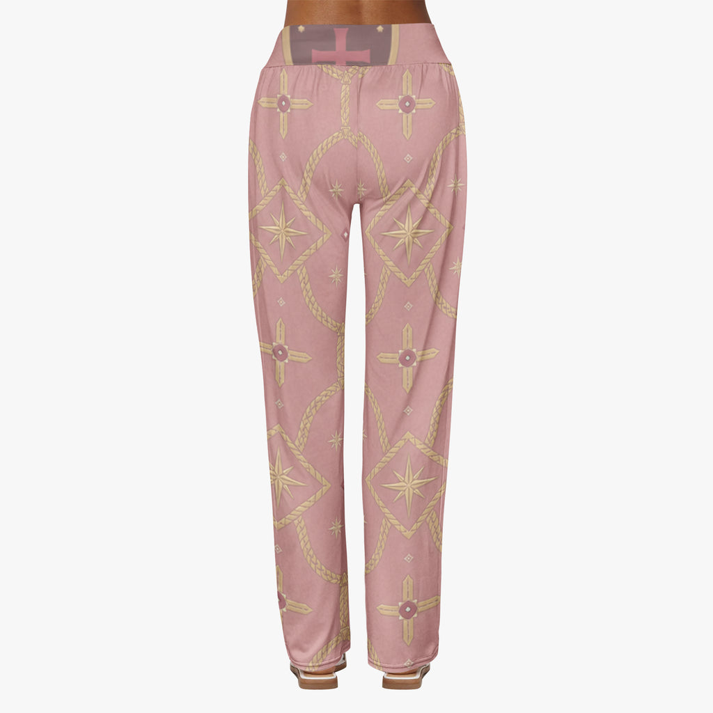 CARRY THE STANDARD women's wide leg pants in rose — SANCTUS NOVA house monogram