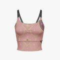 CARRY THE STANDARD women's short yoga top in rose — SANCTUS NOVA house monogram