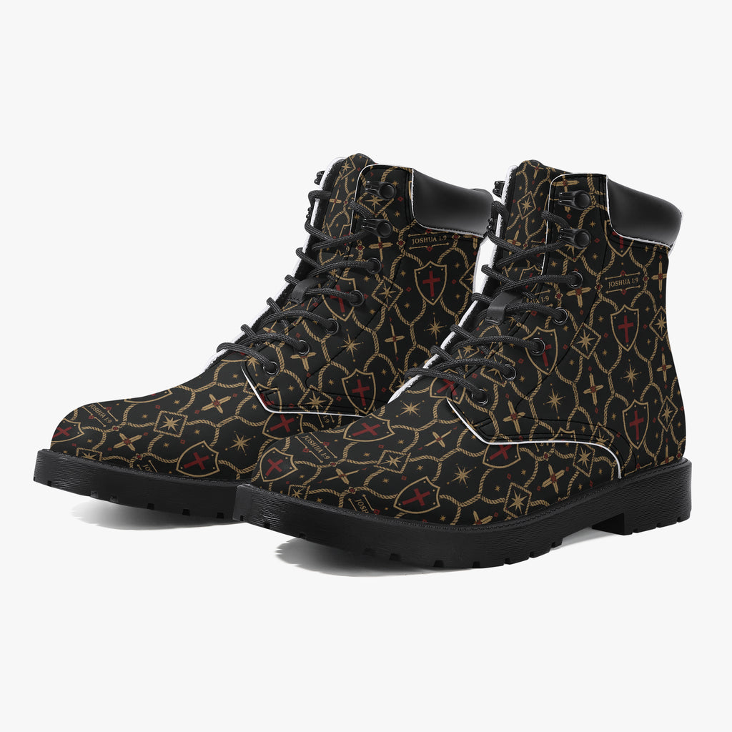 SANCTUS NOVA CARRY THE STANDARD leather boot in the signature monogram, monogram detail