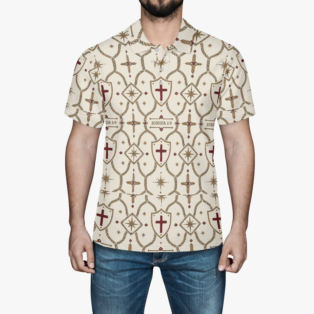 CARRY THE STANDARD polo in ivory — SANCTUS NOVA house monogram, view 2