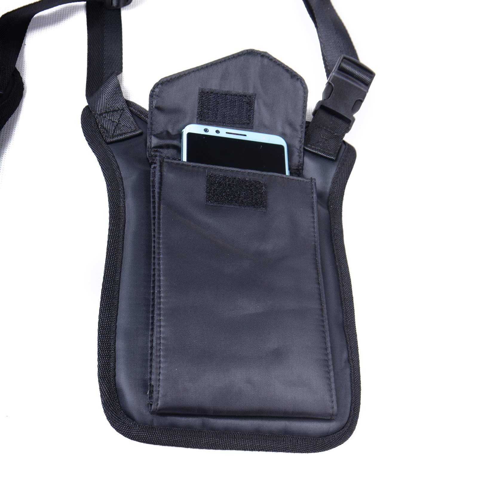 Shoulder holster phone pouch with smartphone inside