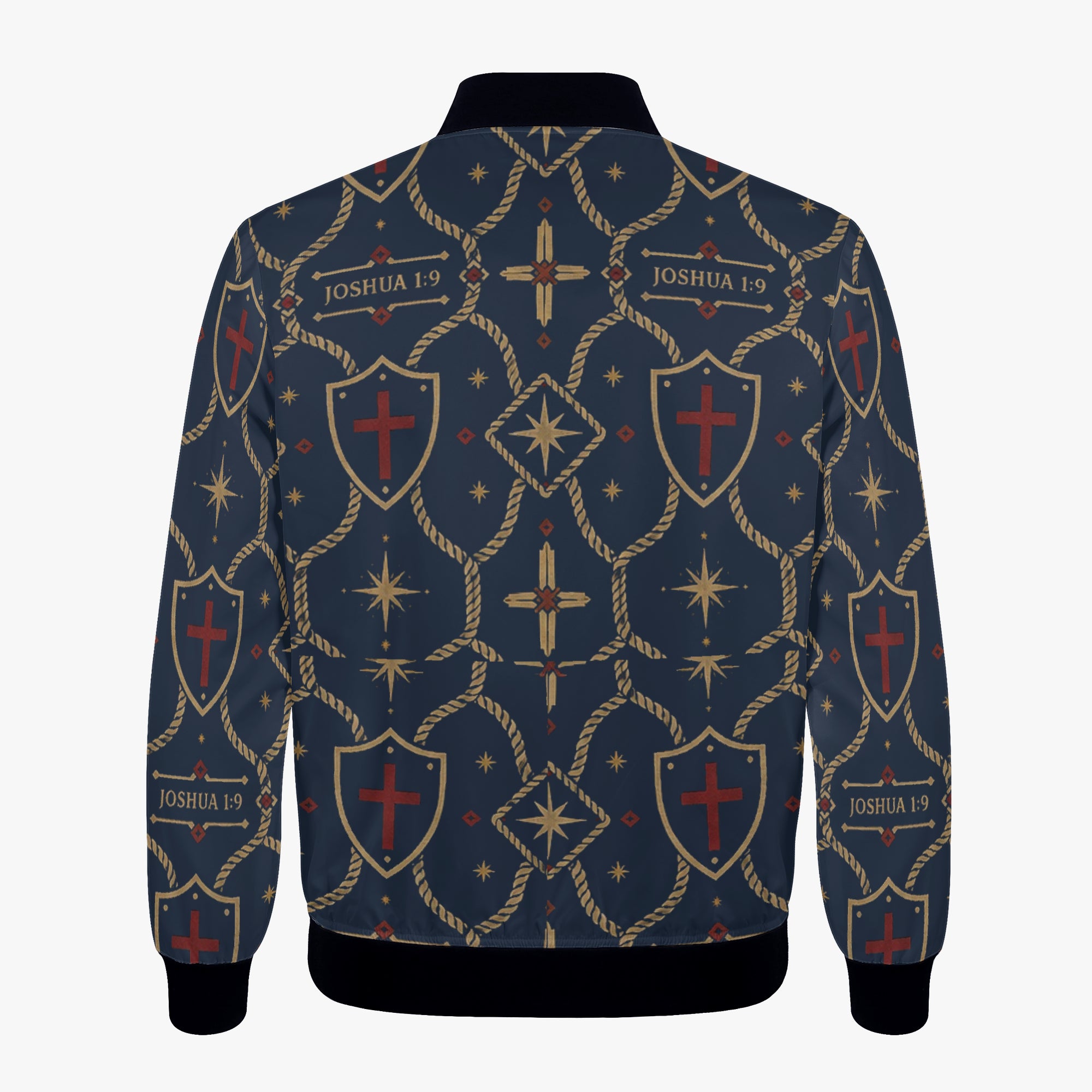 CARRY THE STANDARD women's bomber jacket in royal navy — SANCTUS NOVA house monogram, view 6
