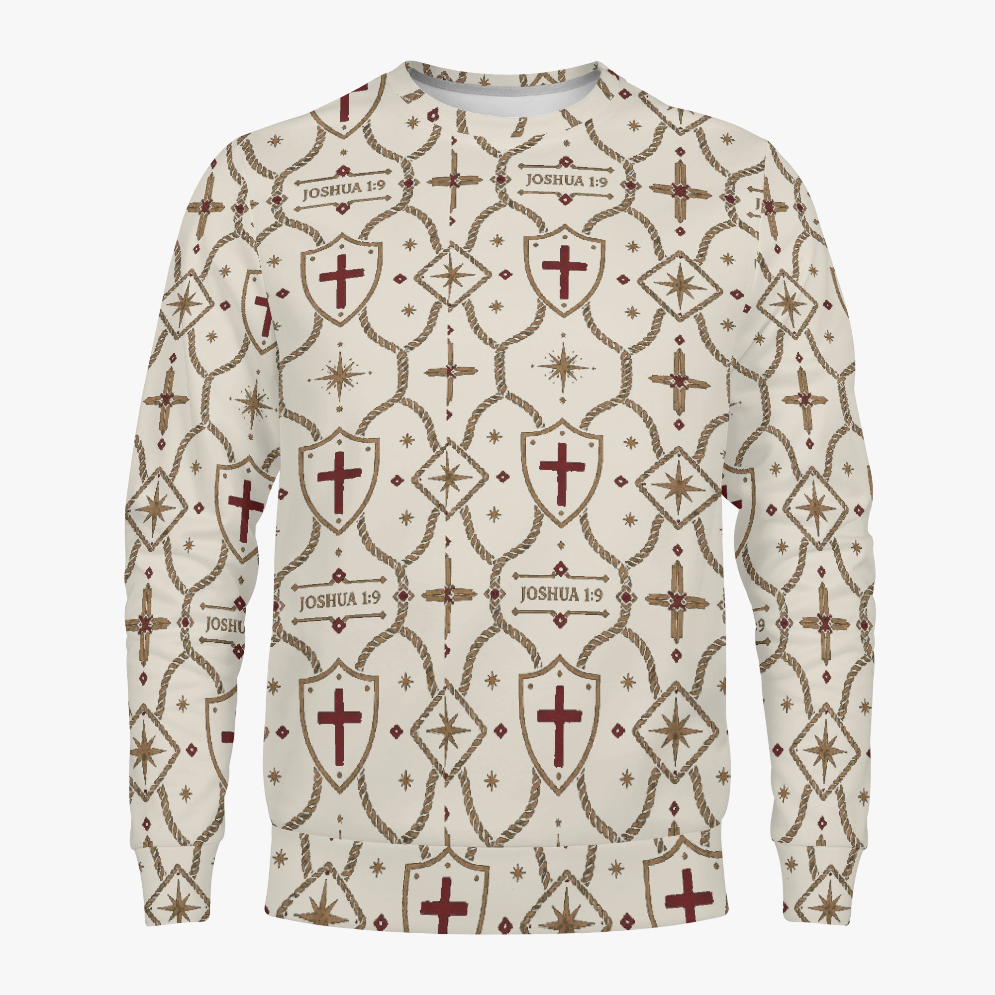 CARRY THE STANDARD crewneck sweatshirt in ivory, SANCTUS NOVA size guide