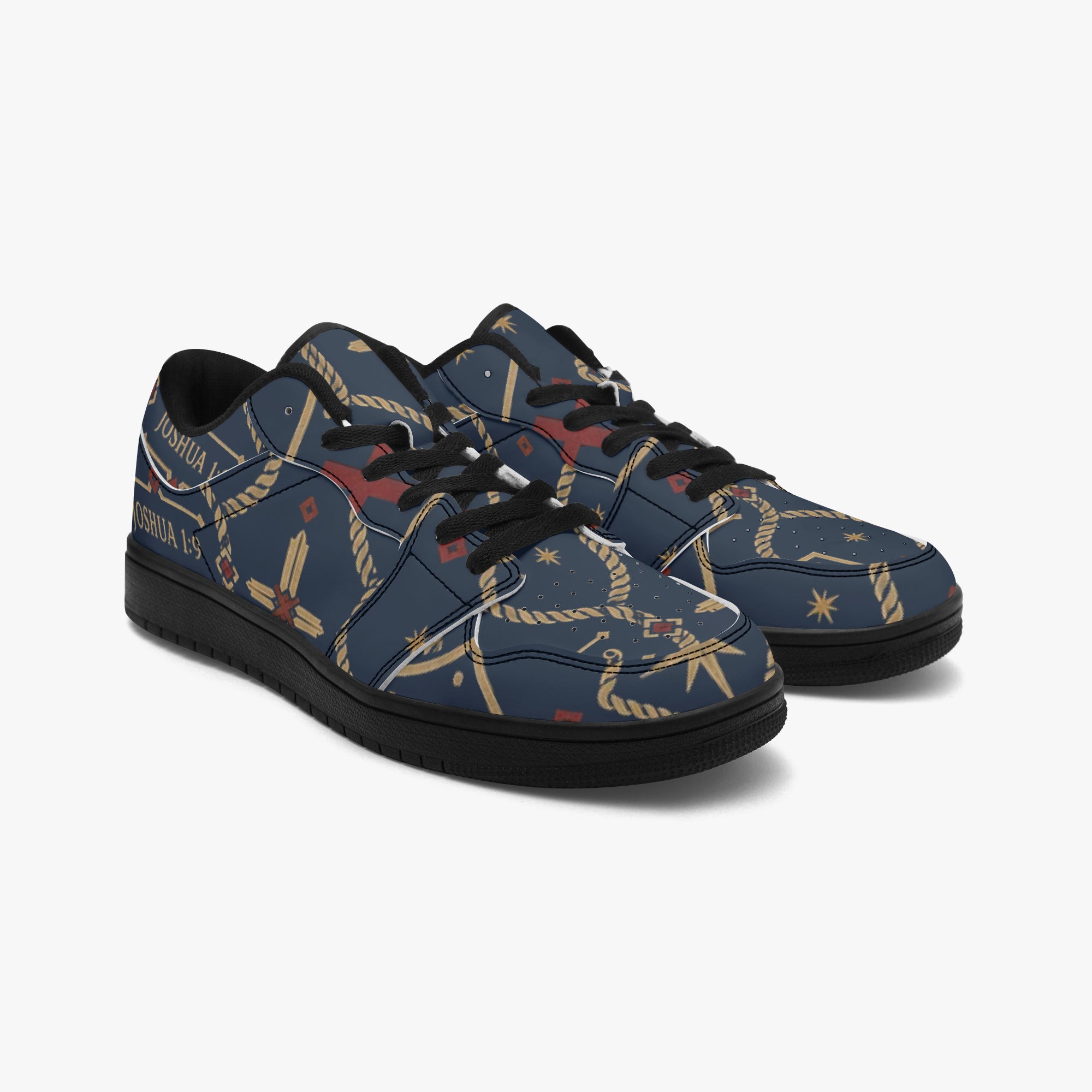 CARRY THE STANDARD low-top sneaker in royal navy — SANCTUS NOVA house monogram, view 3