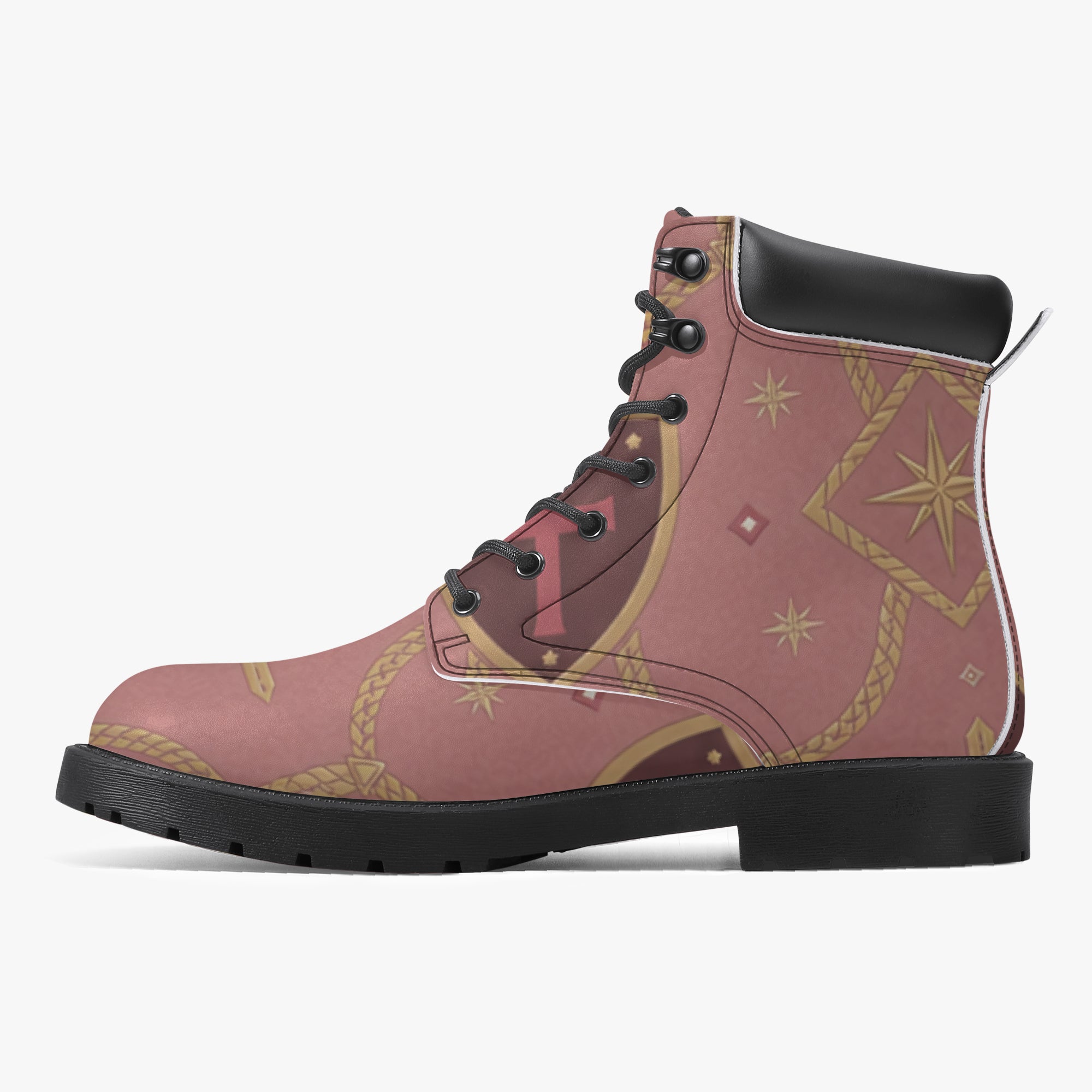 CARRY THE STANDARD leather boot in rose — SANCTUS NOVA house monogram, view 7