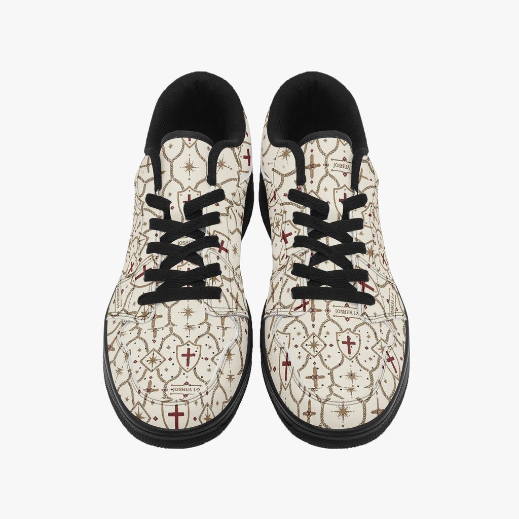 SANCTUS NOVA CARRY THE STANDARD low-top sneaker in the ivory monogram, angled view