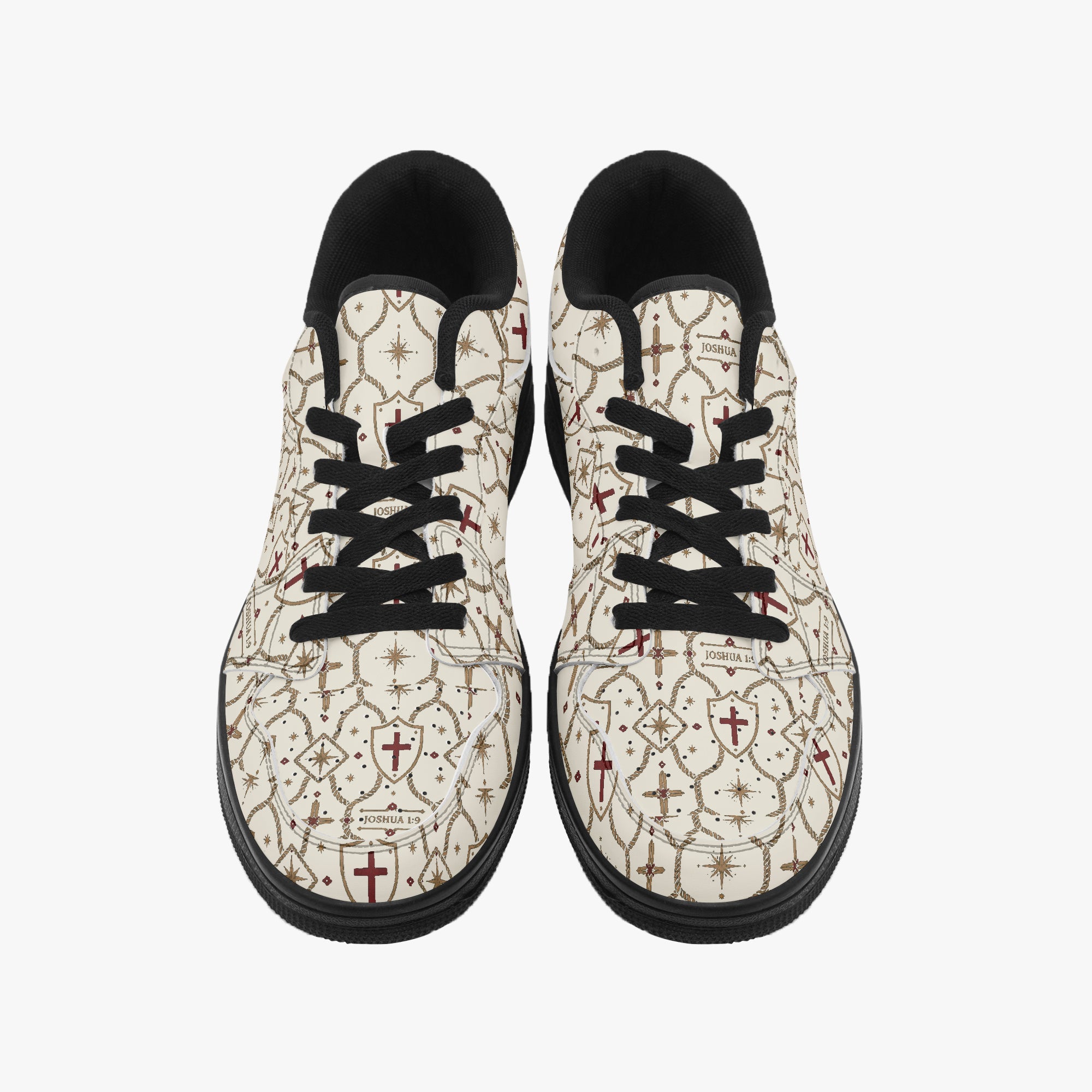 SANCTUS NOVA CARRY THE STANDARD low-top sneaker in the ivory monogram, angled view