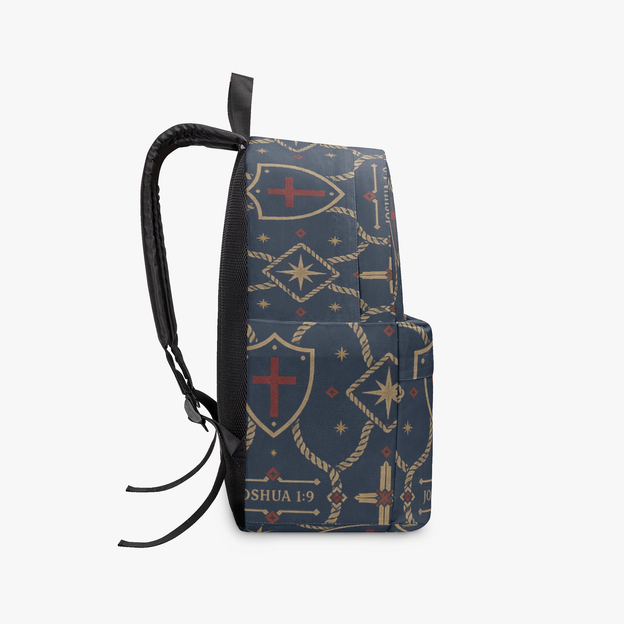 CARRY THE STANDARD full-print backpack in royal navy — SANCTUS NOVA house monogram, view 5