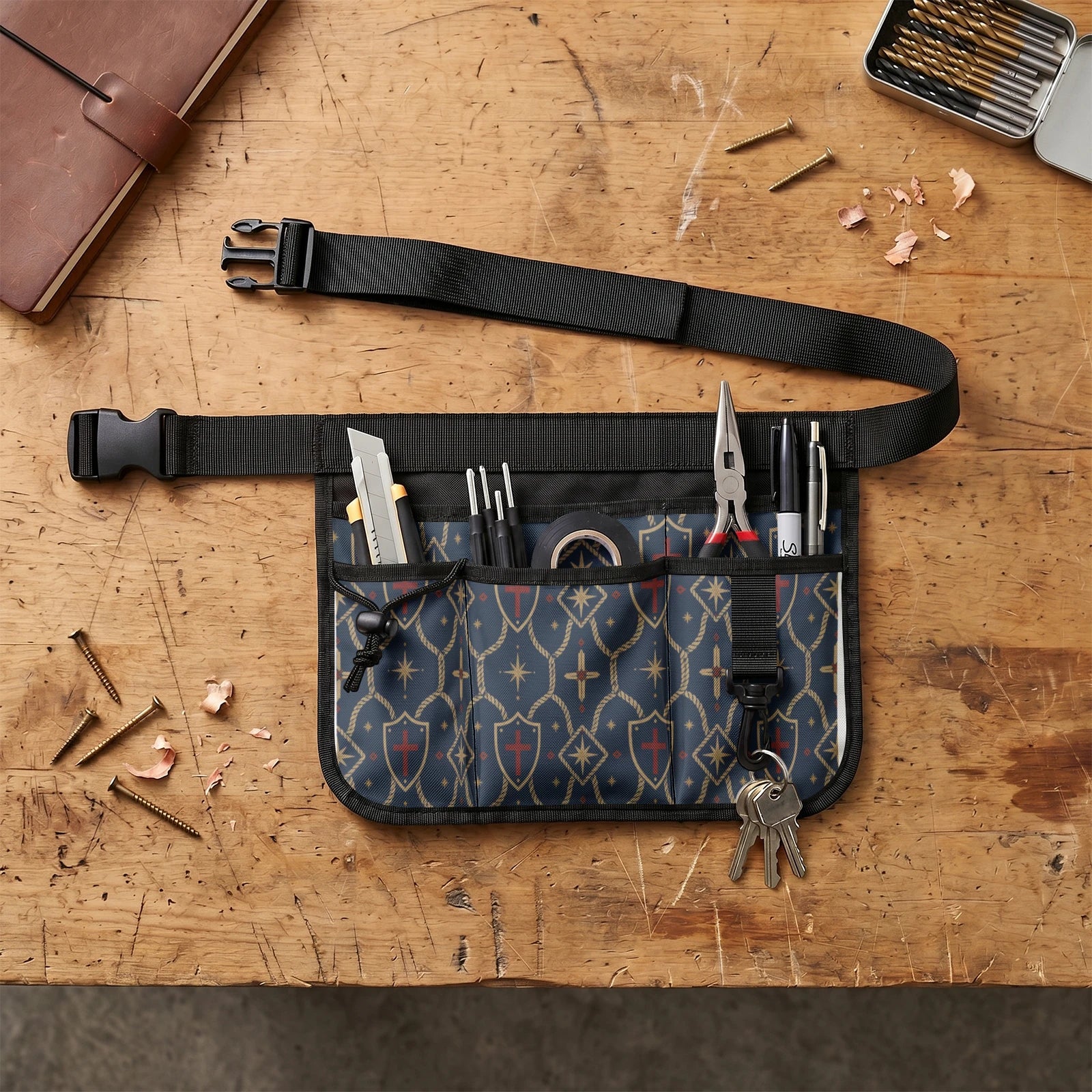 CARRY THE STANDARD utility waist pouch in royal navy — SANCTUS NOVA house monogram, view 3