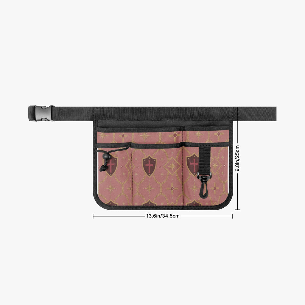 CARRY THE STANDARD utility waist pouch in rose — SANCTUS NOVA house monogram, view 6