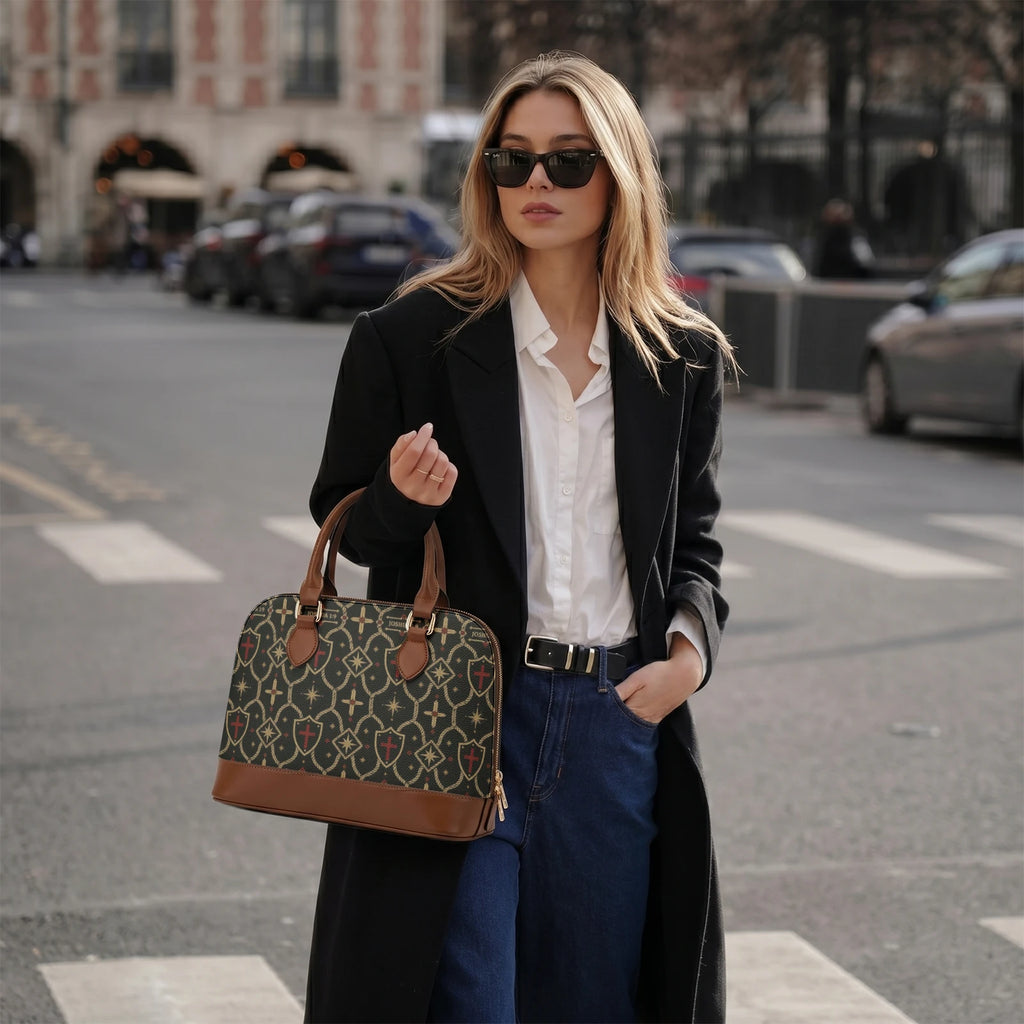 CARRY THE STANDARD handbag — SANCTUS NOVA Standard monogram, faith accessory, view 6